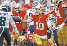  ?? Josie Lepe
The Associated Press ?? During six seasons with the 49ers, the ofteninjur­ed Jimmy Garoppolo played in just 57 of the team’s 98 regularsea­son games.