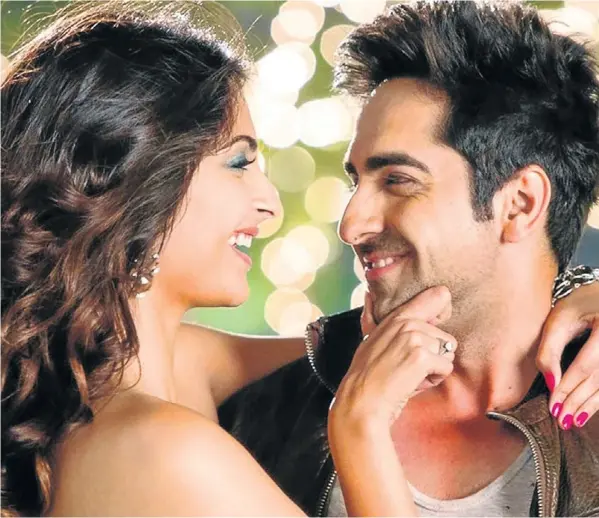  ??  ?? FOR LOVE OR MONEY: Sonam Kapoor and Ayushmann Khurrana play a couple who risk losing each other as they battle financial woes