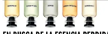  ??  ?? Au Hasard, Sur La Route, Orage, Nouveau Monde y L’immensité son los cinco perfumes de la primera colección masculina de Les Parfums Louis Vuitton (100 ml, 210 €).