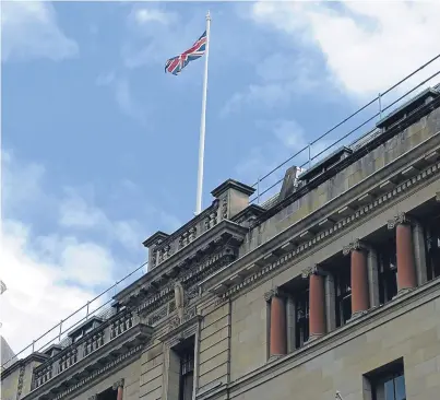  ?? Picture: Kim Cessford. ?? The Union flag back on display. For 18 months of reconstruc­tion, all flags were taken down with the exception of the saltire.