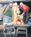  ?? PHOTO: ALISON SMEDLEY ?? David McCarthy (right) in his van at Dukinfield clean-up Ashtac reunion in October 2012.