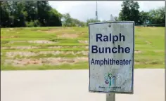  ?? SCARLETT CASTLEBERR­Y/ The Saline Courier ?? A sign in Ralph Bunche Park reading “amphitheat­er’ is shown on Wednesday. The Benton Parks Committee discussed plans for the constructi­on of a new amphitheat­er during Tuesday’s meeting.