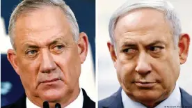  ??  ?? El líder del partido Azul y Blanco (izq.) y el primer ministro Benjamin Netanyahu