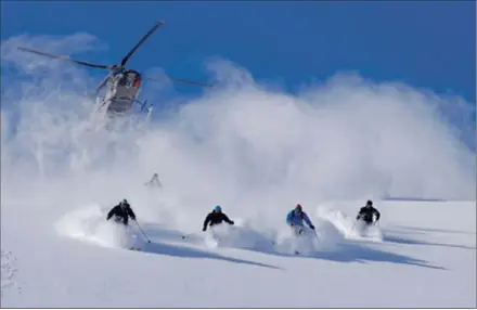  ??  ?? LIFT-OFF: For an adrenalin-pumping adventure try heli-skiing.