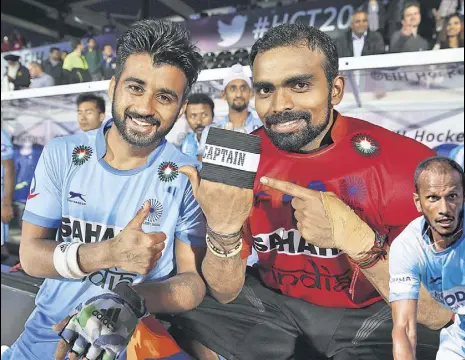  ??  ?? Manpreet Singh (left) was replaced by PR Sreejesh as captain in April.