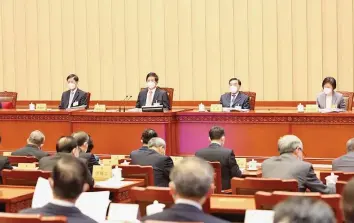  ?? Photo: Xinhua ?? Li Zhanshu, chairman of the National People’s Congress (NPC) Standing Committee, attends the second plenary meeting of the 38th session of the 13th NPC Standing Committee at the Great Hall of the People in Beijing, China, on December 28, 2022.