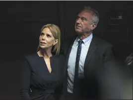  ?? JIM WILSON — THE NEW YORK TIMES ?? Robert F. Kennedy and his wife, Cheryl Hines, listen as Nicole Shanahan delivers remarks after being introduced as his running mate March 26 in Oakland, Calif.