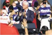  ?? BEN GRAY AP ?? Vice President Mike Pence speaks during a Defend the Majority Rally on Friday in Canton, Ga.