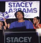  ?? JOHN BAZEMORE/AP ?? Georgia Democratic gubernator­ial candidate Stacey Abrams speaks during an election-night watch party in Atlanta.