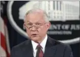  ?? SUSAN WALSH / THE ASSOCIATED PRESS ?? Attorney General Jeff Sessions makes a statement at the Justice Department in Washington Tuesday on President Barack Obama’s Deferred Action for Childhood Arrivals, or DACA program.