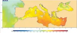  ??  ?? ▶▶ Imagen de la temperatur­a del mar el 12 de septiembre.