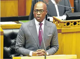  ?? /Picture: Kopano Tlape/GCIS ?? Bold decisions: Finance Minister Malusi Gigaba delivers his maiden budget speech in the National Assembly on Wednesday.