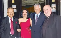  ??  ?? (From left) Retired Chief Justice Artemio Panganiban, Consul General Fortune Ledesma, Secretary Albert del Rosario and Fr. Timothy Tighe.