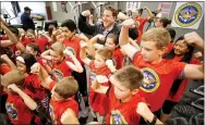  ??  ?? Lincoln Middle School celebrates its new state-of-theart fitness center, possible through a $100,000 grant.