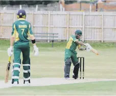  ??  ?? Hetton Lyons batsman Karl Turner hits out against Boldon.