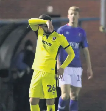  ??  ?? Chris Clements reacts to the 2-0 loss at Carlisle at the final whistle