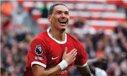  ?? ?? Darwin Núñez appears increasing­ly comfortabl­e playing for Liverpool this season. Photograph: Matt McNulty/Getty Images