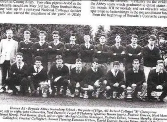  ??  ?? The original team from Banada Abbey Secondary School in 1992.