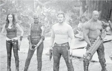  ??  ?? ‘Guardians of the Galaxy Vol. 2’ stars Chris Pratt (second right1). — Courtesy of Disney-Marvel Studios