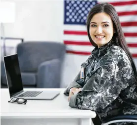  ?? Shuttersto­ck ?? Getting the educationa­l tools veterans need to find employment in the career of their choice is a possibilit­y with online schooling, financial aid and counseling services.