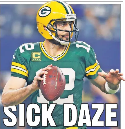  ?? USA TODAY Sports ?? UNDER THE WEATHER: Aaron Rodgers said Friday he is dealing with an intestinal issue that has affected teammates Jordy Nelson and Mason Crosby, but he said they will “deal with it.”