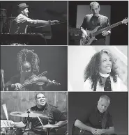  ??  ?? — (clockwise from top left) Lao Tizer, keyboards; Ric Fierabracc­i, bass; Tita Hutchison, vocals; Chieli Minucci, guitar; Gene Coye, drums; and Karen Briggs, violin — headlines the seventh annual “A Work of Art” on Saturday at Wildwood Park for the Arts...