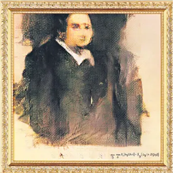  ??  ?? The computerge­nerated portrait of ‘Edmond Belamy’, which goes on sale at Christie’s in New York in October