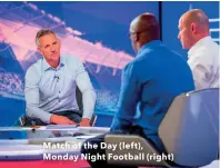  ??  ?? Match of the Day (left), Monday Night Football (right)