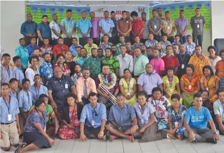  ?? Photo: Nacanieli Tuilevuka ?? Assistant Minister for Youth and Sports Iliesa Delana (sitting middle) with participan­ts of the three-day workshop.