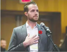  ?? DARRYL DYCK/CP ?? Former Rebel media member Christophe­r Wilson, now an NPA board member, made news in 2017 when former Environmen­t Minister Catherine McKenna asked him to stop calling her “Climate Barbie.”