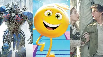  ??  ?? (Left to Right)‘Transforme­rs:The Last Knight’,The Emoji Movie’ and‘The Mummy’ are among the worst picture nominees for the Razzies, Hollywood’s anti-awards celebratin­g the worst films of 2017.