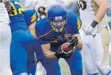  ?? — BOB FRID ?? Freshman linebacker Ben Hladik made an immediate impact in his CIS debut for the UBC Thunderbir­ds in their win last week over the University of Manitoba.