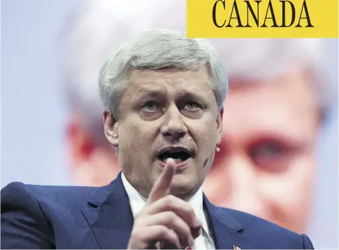  ?? JOSE LUIS MAGANA / ASSOCIATED PRESS / CANADIAN PRESS ?? Former prime minister Stephen Harper, seen speaking at a policy conference in Washington last year, is reportedly planning a trip to the White House next week, which was news to the Prime Minister’s Office.