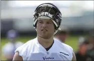  ?? JIM MONE - THE ASSOCIATED PRESS ?? FILE - In this July 23, 2019, file photo, Minnesota Vikings defensive end Karter Schult takes part during the NFL football team’s training camp in Eagan, Minn.