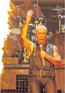  ?? FOTO: DPA ?? Sänger Till Lindemann beim Auftritt in Wacken: Rammstein sind bekannt für ihre Provokatio­nen.