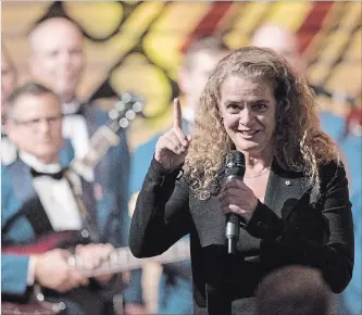  ?? JUSTIN TANG THE CANADIAN PRESS ?? Governor General Julie Payette speaks at a reception at the Canadian Museum of History in Gatineau, Que., a year ago. Payette took over the position on Oct. 2, 2017.