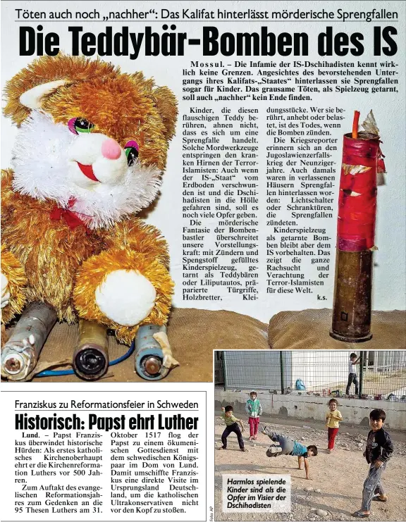  ??  ?? Harmlos spielende Kinder sind als die Opfer im Visier der Dschihadis­ten