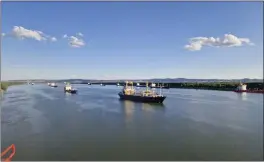  ?? THE NEW YORK TIMES ?? Ukrainian media reported explosions in the port of city of Reni on the Danube River over the weekend. The delta has become an alternativ­e waterway for grain shipments.