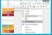  ??  ?? Faites pivoter les données de colonnes pour les afficher sur des lignes, ou inversemen­t, au moyen de la fonction de collage spécial.
