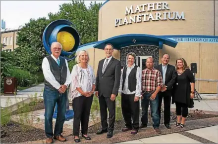  ?? SUBMITTED PHOTO ?? Celebratin­g new art at West Chester University are, from left: Jack Waber, interim dean of the College of the Sciences and Mathematic­s; Helga Knox, arts benefactor; Christophe­r Fiorentino, WCU president; Jen Bacon, interim dean of the College of Arts...