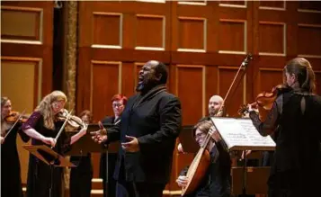  ?? SAM BREWER ?? Counterten­or Reginald Mobley performs works by Purcell, Sancho and Handel with Handel and Haydn Society at Jordan Hall.