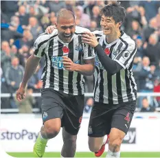  ??  ?? Newcastle’s Salomon Rondon celebrates after scoring