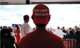  ??  ?? Supporters of Donald Trump see the president as the protector of an American they cherish. Photograph: Spencer Platt/Getty Images