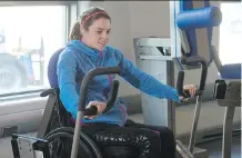  ?? LAURA PEDERSEN/ NATIONAL POST ?? Wheelchair rugby athlete Kristen Cameron works out at the Abilities Centre in Whitby, Ont. She was paralyzed after being hit by a drunk driver in 2010.