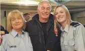  ?? ?? Left: Crystal Bale, right, is spending Mother’s Day in hospital where she is undergoing treatment for acute myeloid leukaemia. Hr mum, Donna, also shaved her head in solidarity.
Above: Crystal – pictured with parents
Donna and John – is a third-generation volunteer firefighte­r.
Right: Crystal with husband Ethan Hobson and their daughter Zoey, who was born June 2023