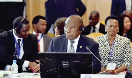  ?? PICTURE: ELMOND JIYANE/GCIS ?? President Cyril Ramaphosa meets Southern African Developmen­t Community leaders before the the body’s politics, defence and security summit held in Windhoek, Namibia.