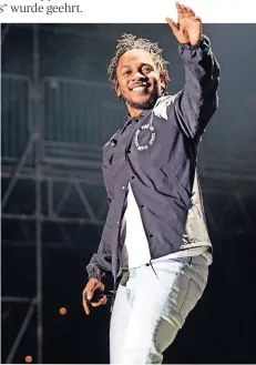  ?? FOTO: IMAGO ?? Kendrick Lamar wurde für sein Album „Damn“ausgezeich­net, weil er die Komplexitä­t des modernen afro-amerikanis­chen Lebens einfange, so die Jury.