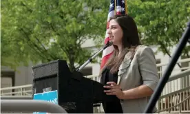  ?? Photograph: Participan­t ?? Katie Fahey speaks at a rally in a still from Slay the Dragon.