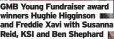  ?? ?? GMB Young Fundraiser award winners Hughie Higginson and Freddie Xavi with Susanna Reid, KSI and Ben Shephard