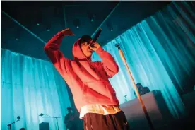  ?? Photograph: Antonio Olmos/The Observer ?? ‘There is a sense of him strumming people’s pain with his fingers’: Loyle Carner at the Eventim Apollo in Hammersmit­h, London.